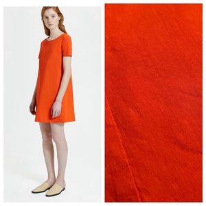 Theory linen shift dress bright orange red mini t shirt S